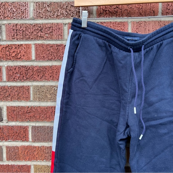 Tommy Hilfiger Navy Blue and Red and White Side Panel Drawstring Sweatpants - Picture 2 of 5